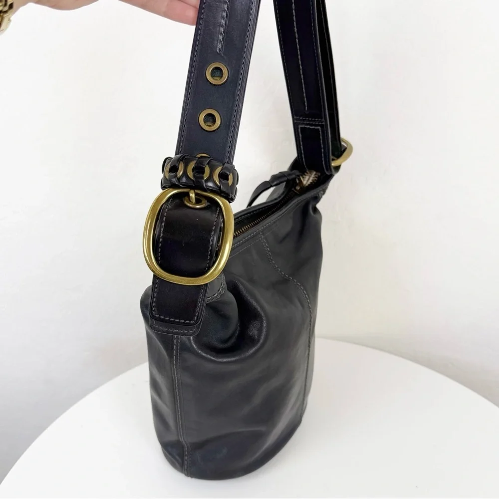 Coach Vintage Bleecker Tattersall Duffle Bucket Bag 11422 Black
